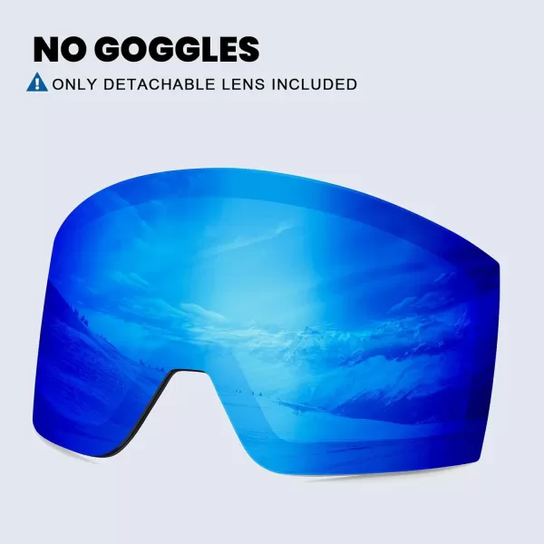DUCO Ski Goggles with Magnetic Lens for Snowboard AntiFog UV400 Protection Over Glasses OTG Snow Sports Goggles DCS002Revo Blue Lens