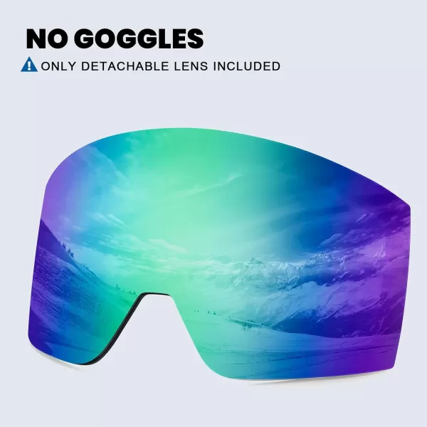 DUCO Ski Goggles with Magnetic Lens for Snowboard AntiFog UV400 Protection Over Glasses OTG Snow Sports Goggles DCS002Revo Green Lens