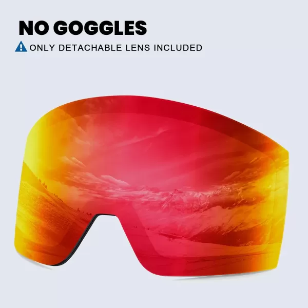 DUCO Ski Goggles with Magnetic Lens for Snowboard AntiFog UV400 Protection Over Glasses OTG Snow Sports Goggles DCS002Revo Orange Lens