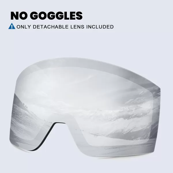 DUCO Ski Goggles with Magnetic Lens for Snowboard AntiFog UV400 Protection Over Glasses OTG Snow Sports Goggles DCS002Revo Silver Lens