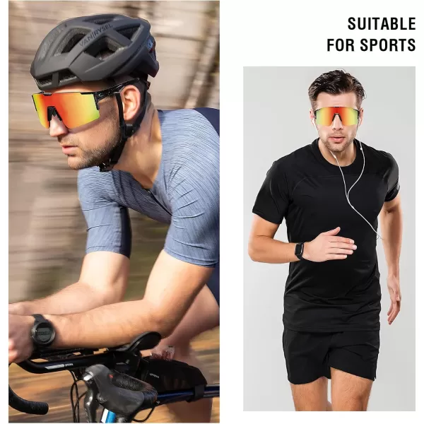 DUCO Sports Sunglasses for Men Cycling Sunglasses Youth Baseball Sun glasses Lightweight TR90 Frame Goggles DC0032Black Red White Frame Red Len