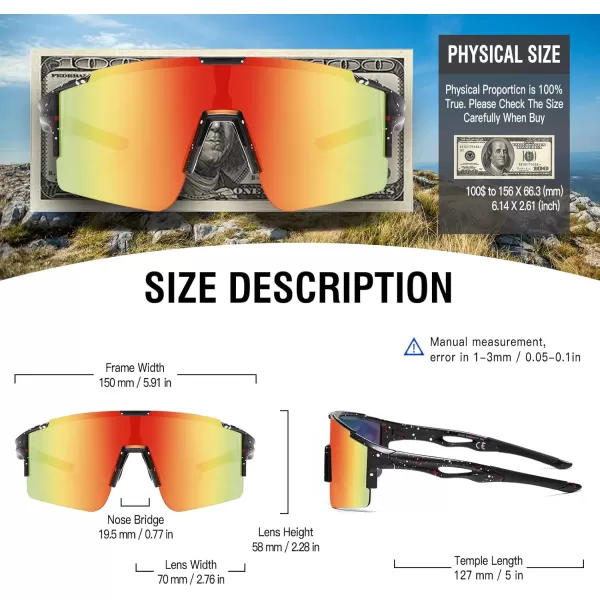 DUCO Sports Sunglasses for Men Cycling Sunglasses Youth Baseball Sun glasses Lightweight TR90 Frame Goggles DC0032Black Red White Frame Red Len