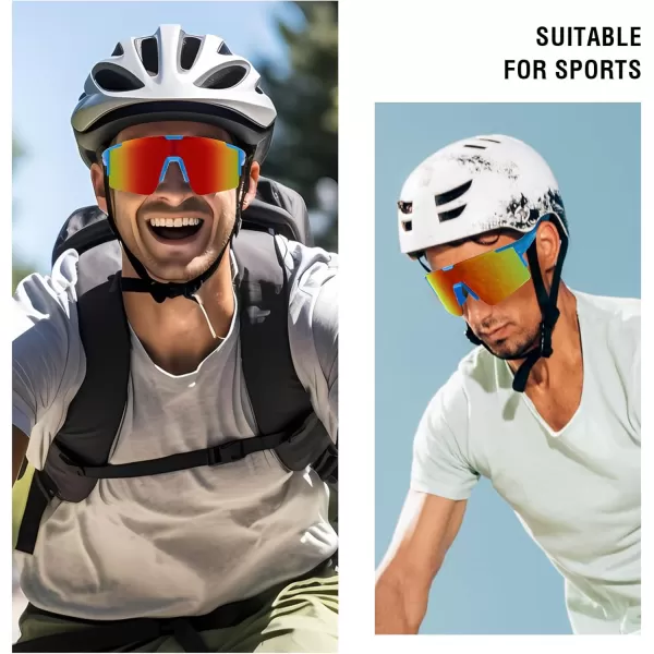 DUCO Sports Sunglasses for Men Cycling Sunglasses Youth Baseball Sun glasses Lightweight TR90 Frame Goggles DC0032Blue Purple Black Frame Red Len