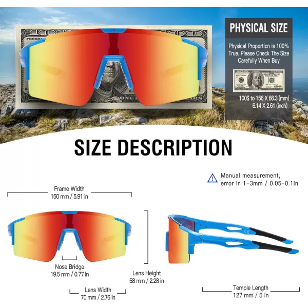 DUCO Sports Sunglasses for Men Cycling Sunglasses Youth Baseball Sun glasses Lightweight TR90 Frame Goggles DC0032Blue Purple Black Frame Red Len