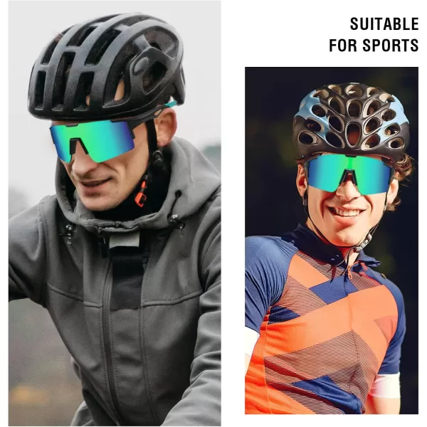 DUCO Sports Sunglasses for Men Cycling Sunglasses Youth Baseball Sun glasses Lightweight TR90 Frame Goggles DC0032Matte Black Green Frame Green Len