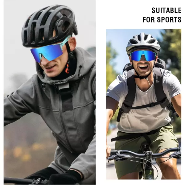 DUCO Sports Sunglasses for Men Cycling Sunglasses Youth Baseball Sun glasses Lightweight TR90 Frame Goggles DC0032Tou Blue Black Frame Blue Len