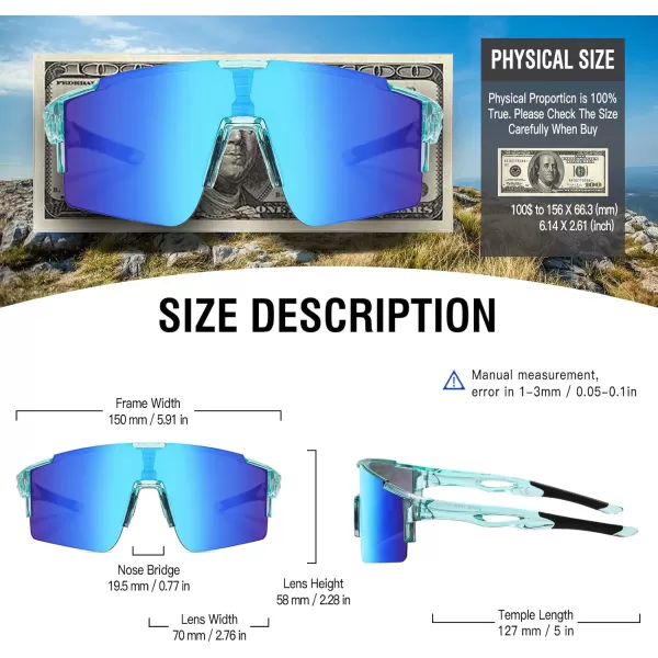 DUCO Sports Sunglasses for Men Cycling Sunglasses Youth Baseball Sun glasses Lightweight TR90 Frame Goggles DC0032Tou Blue Black Frame Blue Len