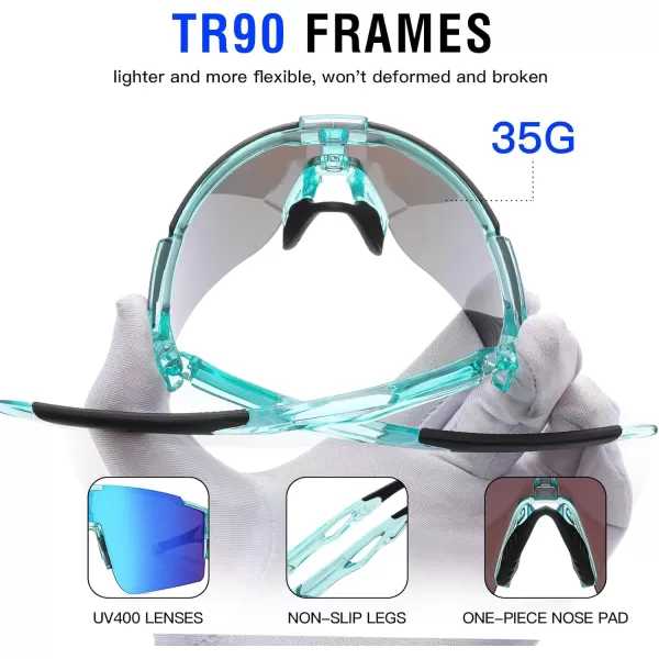 DUCO Sports Sunglasses for Men Cycling Sunglasses Youth Baseball Sun glasses Lightweight TR90 Frame Goggles DC0032Tou Blue Black Frame Blue Len