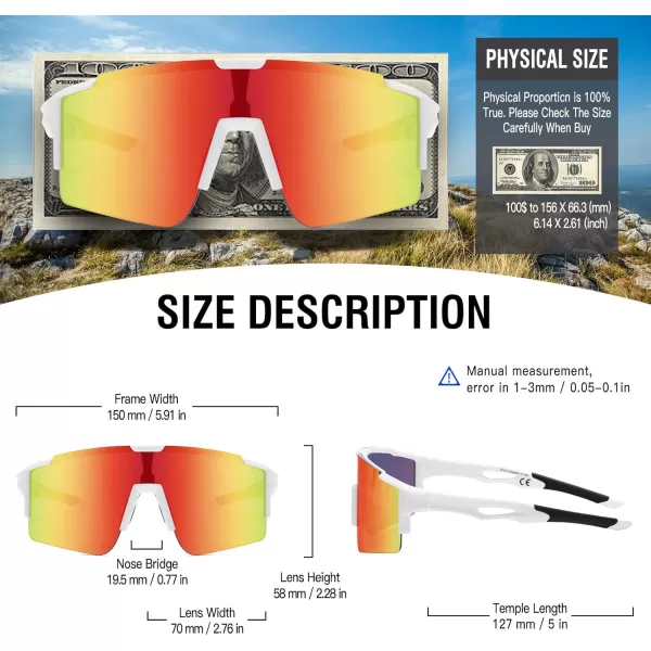 DUCO Sports Sunglasses for Men Cycling Sunglasses Youth Baseball Sun glasses Lightweight TR90 Frame Goggles DC0032White Black Frame Red Len