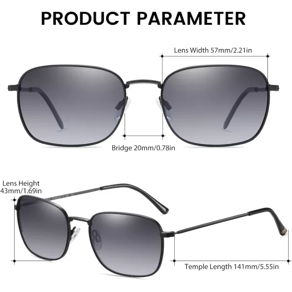DUCO Square Sunglasses for Men Women Polarized Driving Sun Glasses UV400 Protection Retro Shades DC3038Matte Black Frame Gradient Gray Lens