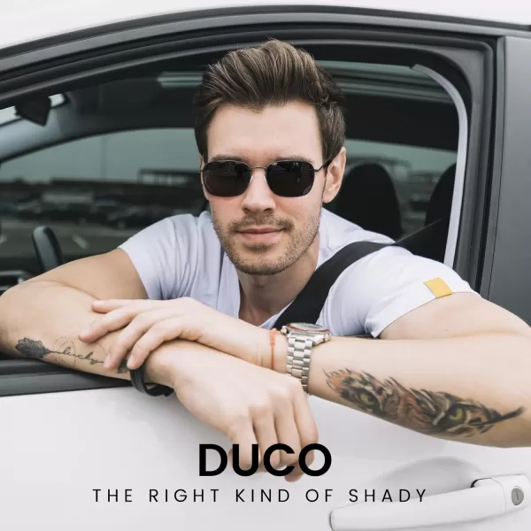 DUCO Square Sunglasses for Men Women Polarized Driving Sun Glasses UV400 Protection Retro Shades DC3038Matte Black Frame Gray Lens