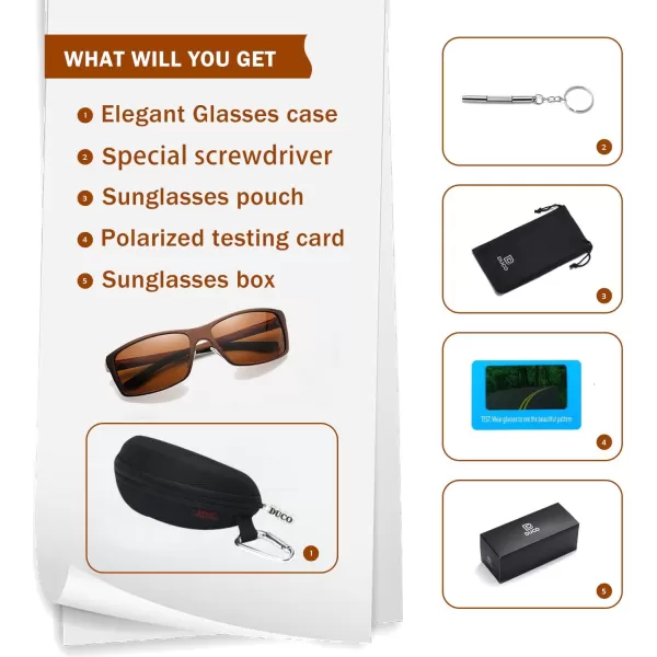 DUCO Sunglasses Men Polarized Sports Sunglasses for Driving Golfing Fishing Shades UV400 Protection 8202Brown Frame Brown Lens