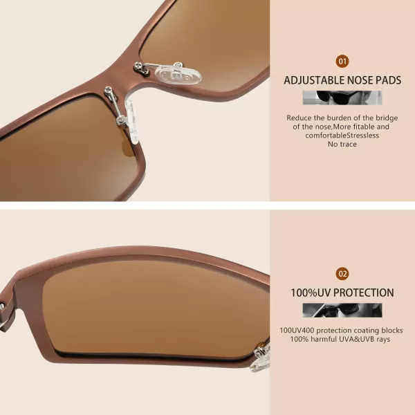 DUCO Sunglasses Men Polarized Sports Sunglasses for Driving Golfing Fishing Shades UV400 Protection 8202Brown Frame Brown Lens