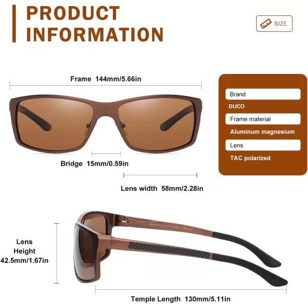 DUCO Sunglasses Men Polarized Sports Sunglasses for Driving Golfing Fishing Shades UV400 Protection 8202Brown Frame Brown Lens