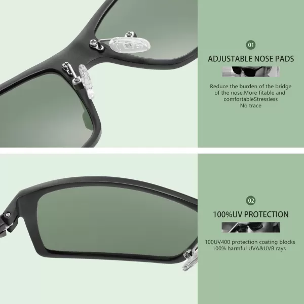 DUCO Sunglasses Men Polarized Sports Sunglasses for Driving Golfing Fishing Shades UV400 Protection 8202Green