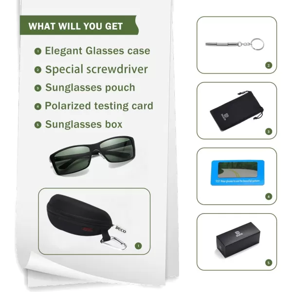 DUCO Sunglasses Men Polarized Sports Sunglasses for Driving Golfing Fishing Shades UV400 Protection 8202Green