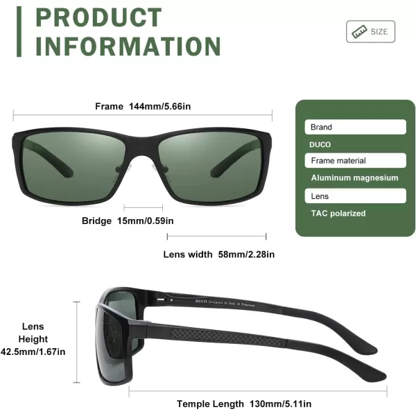 DUCO Sunglasses Men Polarized Sports Sunglasses for Driving Golfing Fishing Shades UV400 Protection 8202Green