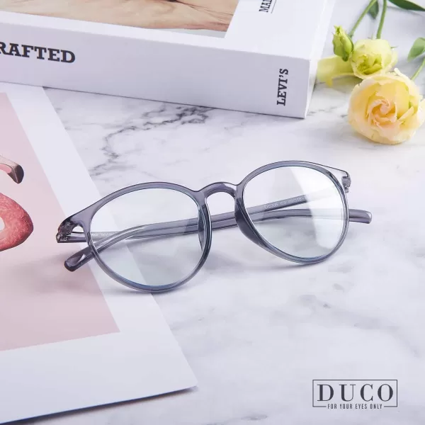 DUCO Superlight Blue Light Blocking Computer Reading and Gaming Eyewear GlassesAnti Blue Light 100 UV Protection 305Transparent Grey