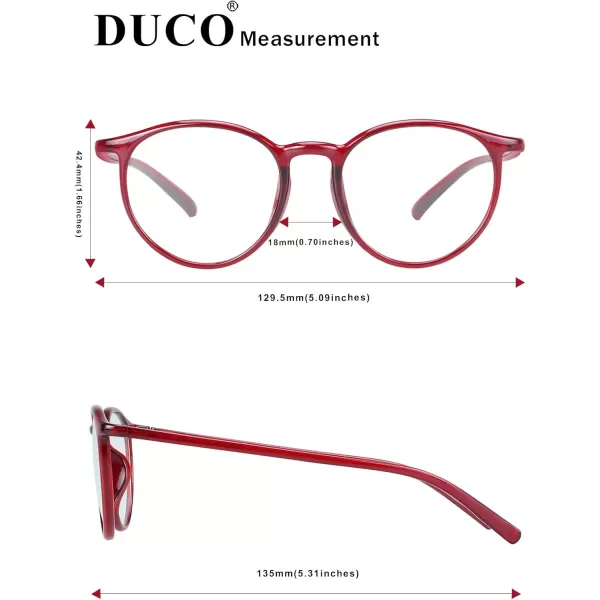 DUCO Superlight Blue Light Blocking Computer Reading and Gaming Eyewear GlassesAnti Blue Light 100 UV Protection 305Transparent Wine Red
