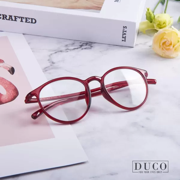 DUCO Superlight Blue Light Blocking Computer Reading and Gaming Eyewear GlassesAnti Blue Light 100 UV Protection 305Transparent Wine Red