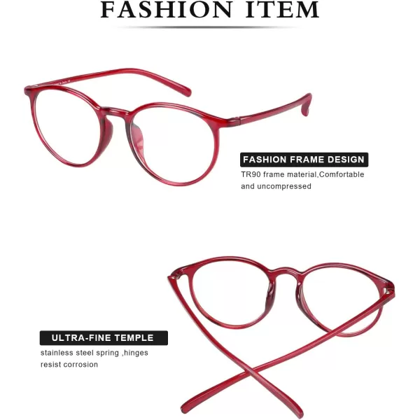 DUCO Superlight Blue Light Blocking Computer Reading and Gaming Eyewear GlassesAnti Blue Light 100 UV Protection 305Transparent Wine Red