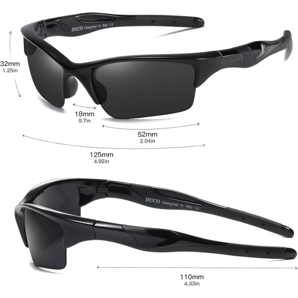 DUCO Toddler Kids Sunglasses for Boys Girls Youth Sport Sunglasses Baseball Polarized Sunglasses for Age 48 K014Black Frame Black Temple