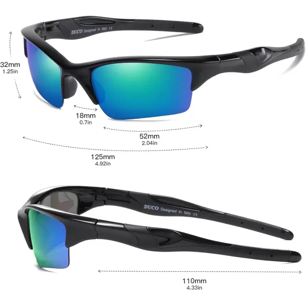 DUCO Toddler Kids Sunglasses for Boys Girls Youth Sport Sunglasses Baseball Polarized Sunglasses for Age 48 K014Black Frame Green Lens