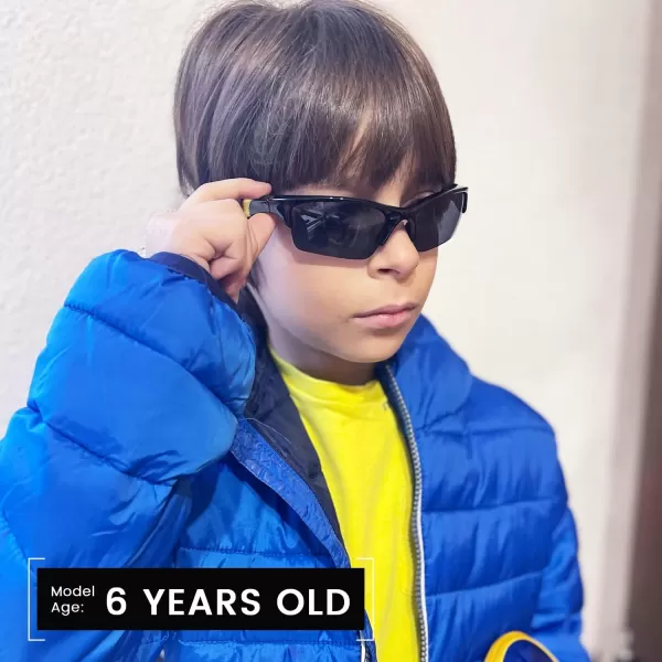 DUCO Toddler Kids Sunglasses for Boys Girls Youth Sport Sunglasses Baseball Polarized Sunglasses for Age 48 K014Black Frame Yellow Temple