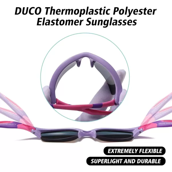 DUCO Toddler Kids Sunglasses for Boys Girls Youth Sport Sunglasses Baseball Polarized Sunglasses for Age 48 K014Purple Frame Pink Temple
