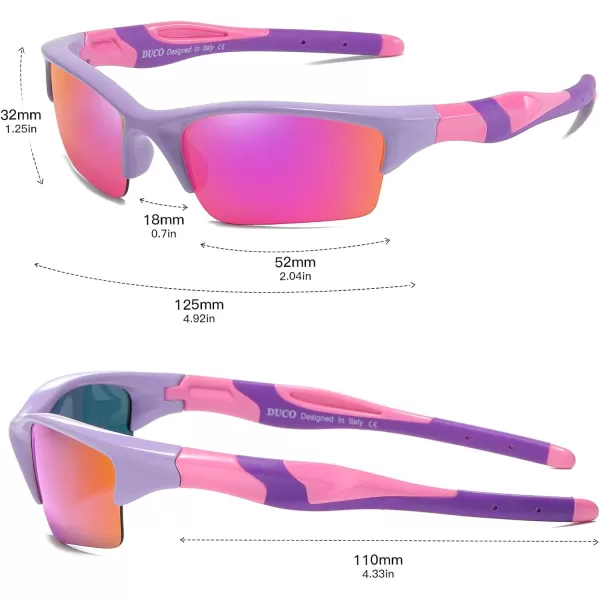 DUCO Toddler Kids Sunglasses for Boys Girls Youth Sport Sunglasses Baseball Polarized Sunglasses for Age 48 K014Purple Frame Pink Temple