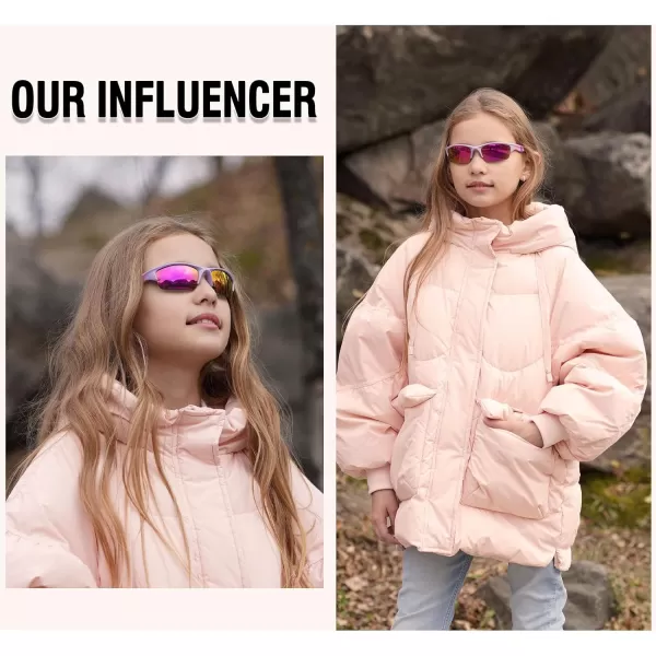 DUCO Toddler Kids Sunglasses for Boys Girls Youth Sport Sunglasses Baseball Polarized Sunglasses for Age 48 K014Purple Frame Pink Temple