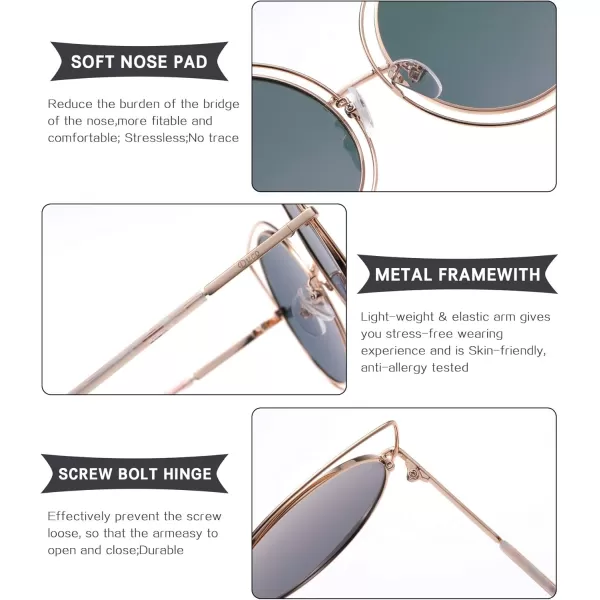 DUCO Vintage Square Cat Eye Sunglasses for Women Meatl Frame Polarized W002Gold Frame Pink Lens