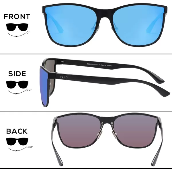 DUCO mens Polarized Driving sunglasses Eyewear Fashion Rimmed Glasses UV400 protection 8205Black Frame Revo Blue Lens