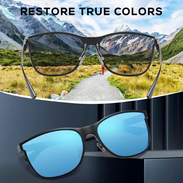 DUCO mens Polarized Driving sunglasses Eyewear Fashion Rimmed Glasses UV400 protection 8205Black Frame Revo Blue Lens