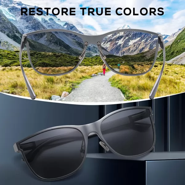 DUCO mens Polarized Driving sunglasses Eyewear Fashion Rimmed Glasses UV400 protection 8205Gunmetal Frame Grey Lens