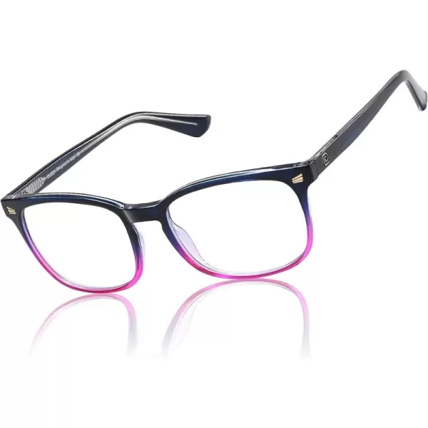 DUCO Blue Light Blocking Glasses Computer Gaming Glasses Women Men Blue Light Blocker Eyeglasses Square Frame Anti Eye Eyestrain Pink 5201SBlue Purple