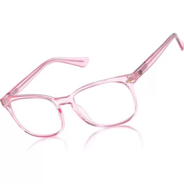 DUCO Blue Light Blocking Glasses Computer Gaming Glasses Women Men Blue Light Blocker Eyeglasses Square Frame Anti Eye Eyestrain Pink 5201STransparent Pink