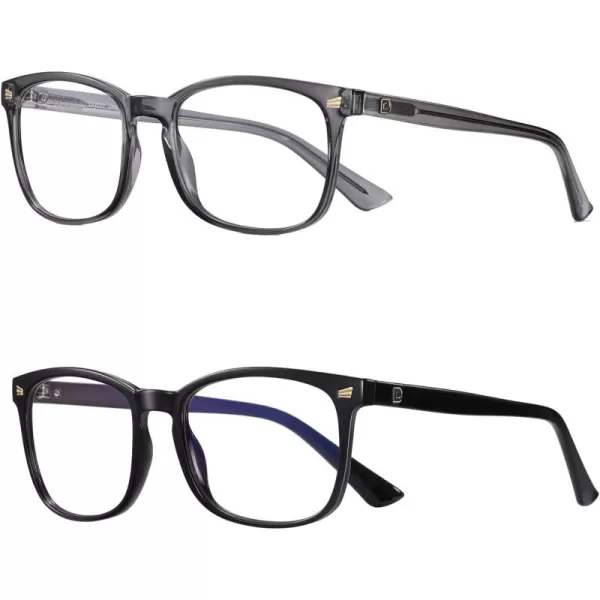 DUCO Blue Light Blocking Glasses Computer Gaming Glasses Women Men Blue Light Blocker Eyeglasses Square Frame Anti Eye Eyestrain Pink 5201STransparent GreyShine Black
