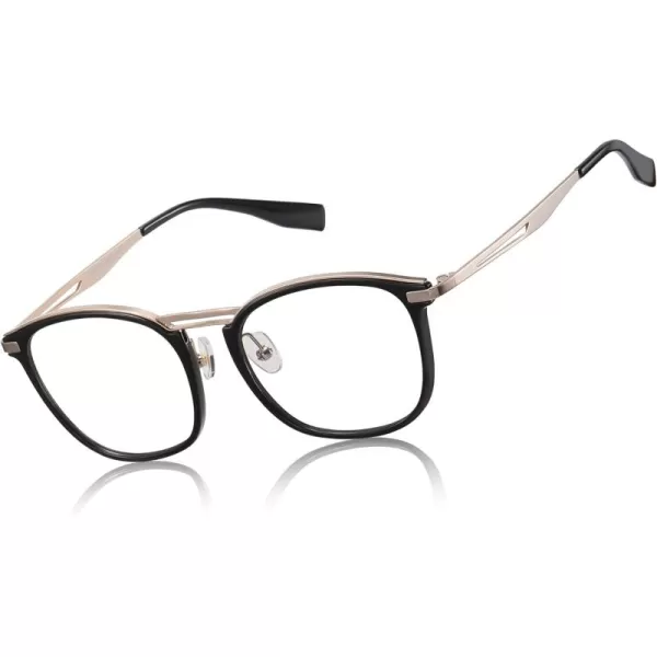 DUCO Blue Light Blocking Glasses For Men Blue Ray Glasses Oversized Computer Glasses Retro Square Fashion Eyeglasses 5223Black
