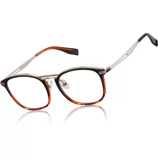 DUCO Blue Light Blocking Glasses For Men Blue Ray Glasses Oversized Computer Glasses Retro Square Fashion Eyeglasses 5223Black Tortoise