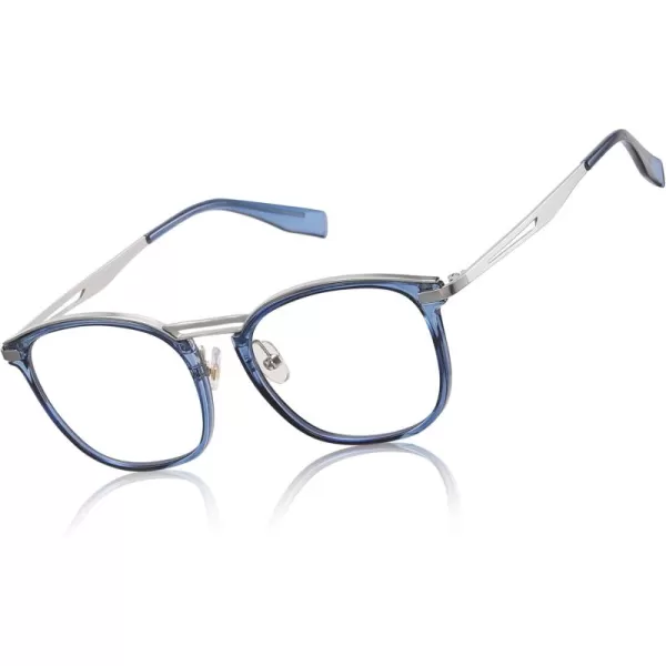 DUCO Blue Light Blocking Glasses For Men Blue Ray Glasses Oversized Computer Glasses Retro Square Fashion Eyeglasses 5223Transparent Blue