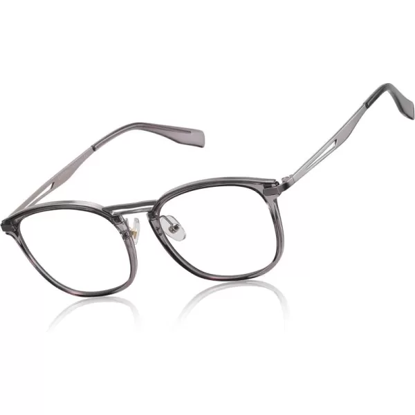 DUCO Blue Light Blocking Glasses For Men Blue Ray Glasses Oversized Computer Glasses Retro Square Fashion Eyeglasses 5223Transparent Grey