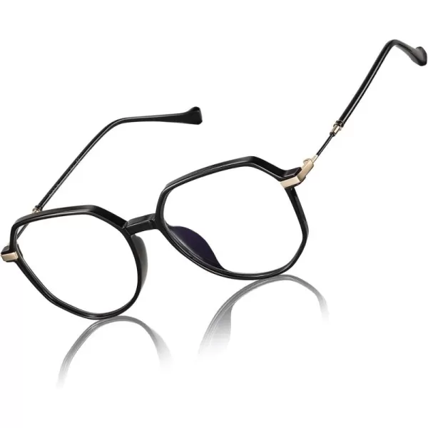 DUCO Blue Light Glasses for Men Women Blue Ray Blocking Glasses Computer Gaming Glasses Retro Square Eyeglasses 5218Black