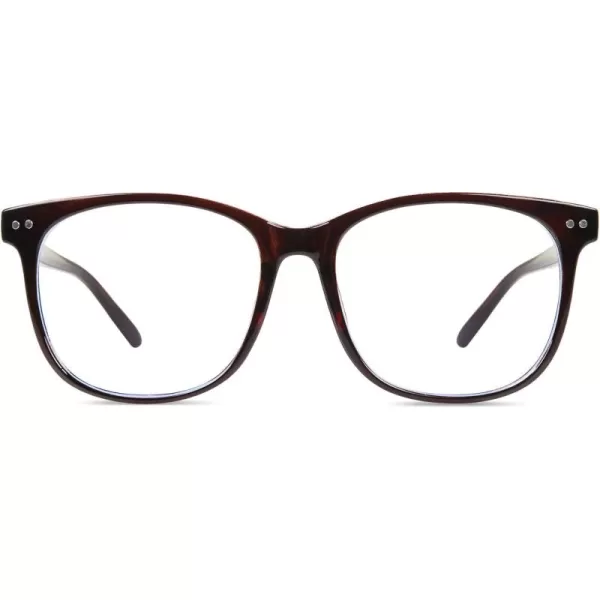 DUCO Blue Light Glasses for Men Women Blue Ray Blocking Glasses Computer Gaming Glasses Square Reading Eyeglasses 5205Brown