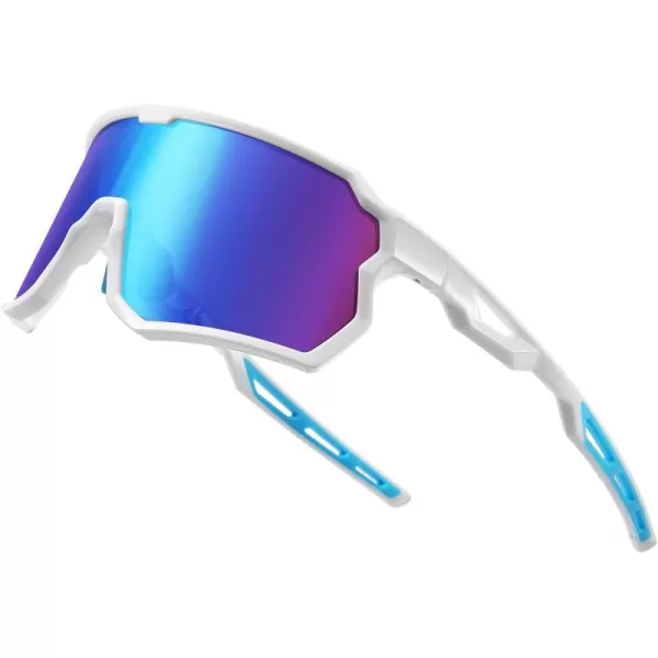 DUCO Cycling Sunglasses Men Women Polarized Sports Sunglasses TR90 Baseball Fishing Sun glasses uv 400 Protection 0035White Frame Revo Blue Lens