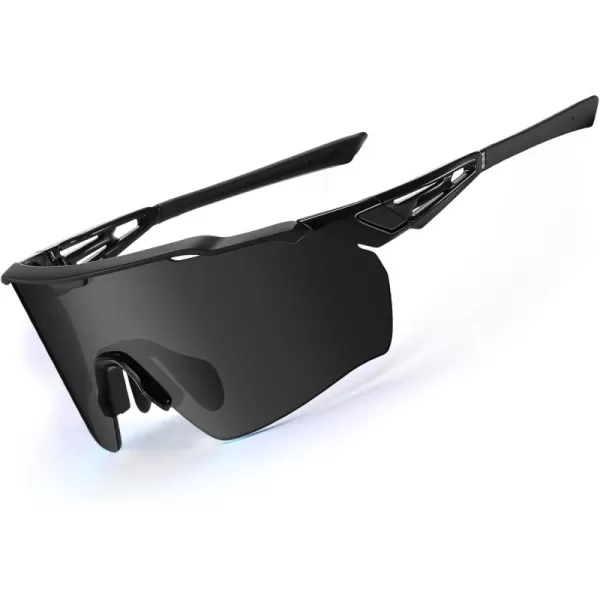 DUCO Cycling Sunglasses for Men Women Sports Sunglasses uv 400 Protection TR90 Baseball Driving Fishing Sun glasses 0038Black Frame Black Temple Gray Lens