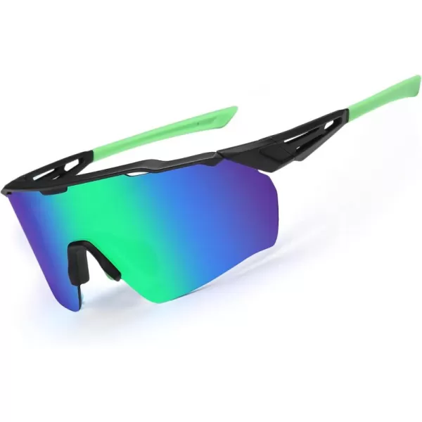 DUCO Cycling Sunglasses for Men Women Sports Sunglasses uv 400 Protection TR90 Baseball Driving Fishing Sun glasses 0038Black Frame Green Temple Revo Green Lens