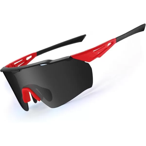 DUCO Cycling Sunglasses for Men Women Sports Sunglasses uv 400 Protection TR90 Baseball Driving Fishing Sun glasses 0038Black Frame Red Temple Gray Lens
