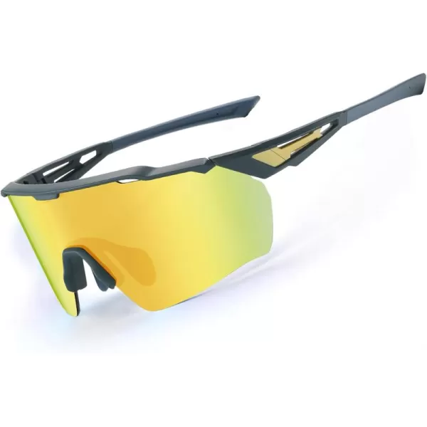 DUCO Cycling Sunglasses for Men Women Sports Sunglasses uv 400 Protection TR90 Baseball Driving Fishing Sun glasses 0038Green Frame Green Temple Revo Gold Lens