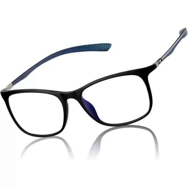 DUCO Luxury Carbon Fiber Temple Eyewear Blue Light Blocking Glasses for Men and Women Glasses for Computer Eye Strain5221 Black Frame Blue Temple